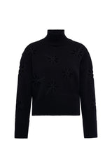 Black Floral Cut Out Sweater