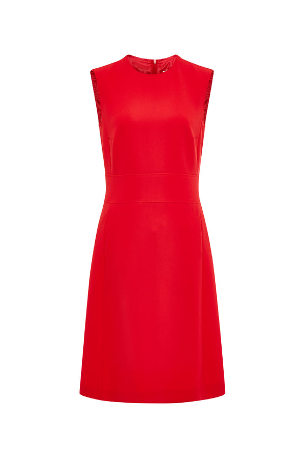Red Crepe Shift Dress Suit
