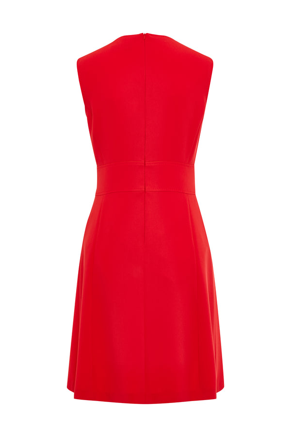 Red Crepe Shift Dress Suit