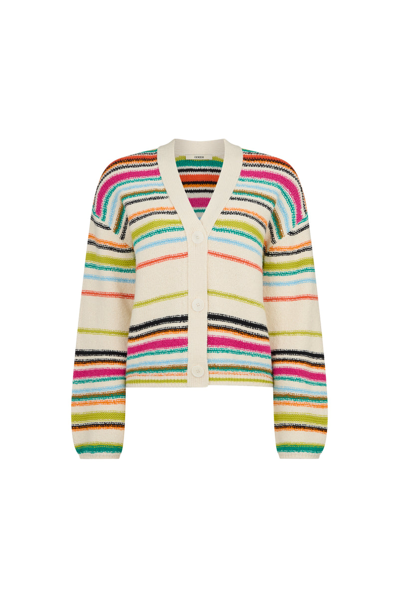 Multi-stripe Cotton Cardigan