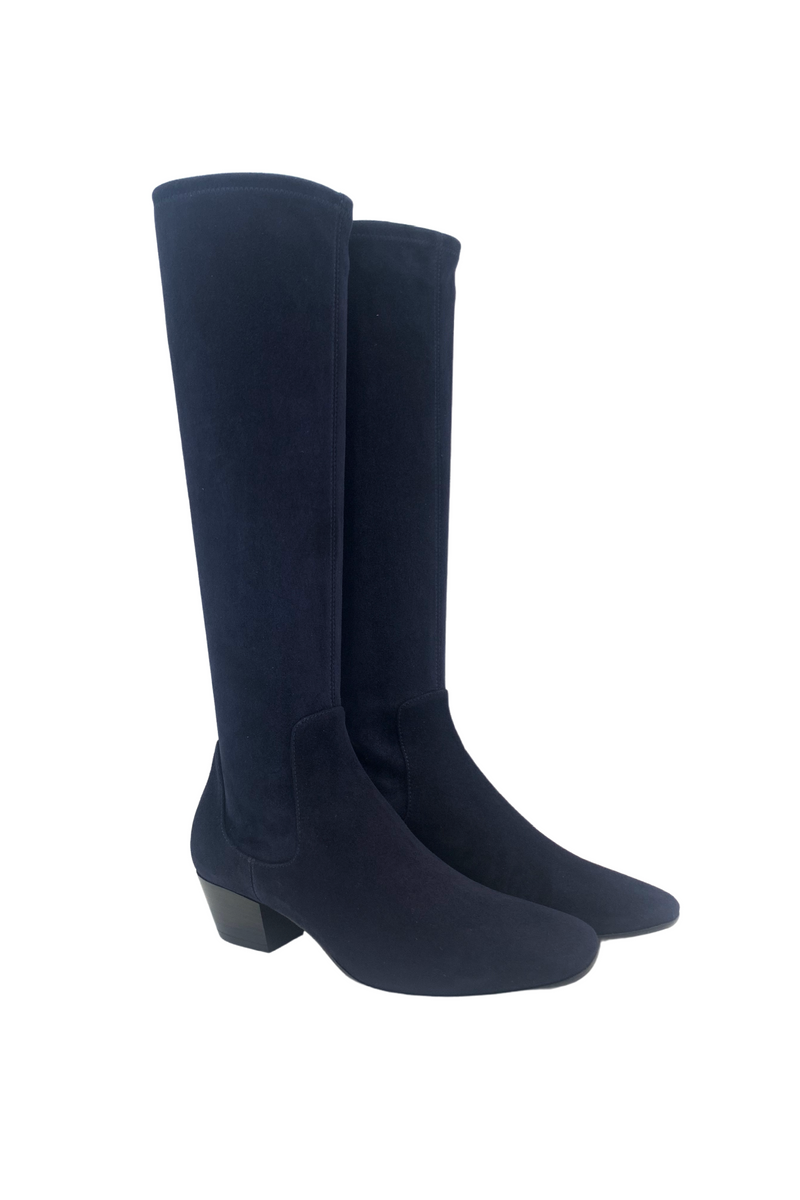 Navy Suede Knee High Boot