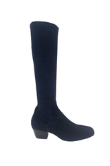 Navy Suede Knee High Boot