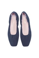 Navy Suede Square Toe Pump