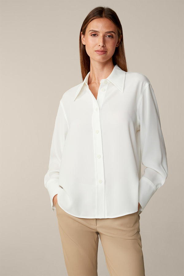 White Crepe Classic Shirt