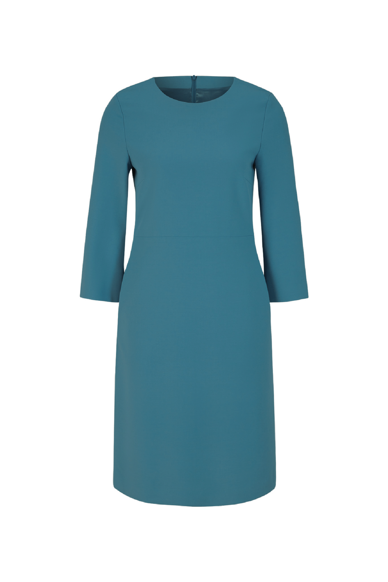 Peacock Crepe Shift Dress