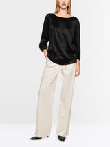 Black Silk Satin Blouse