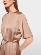 Caramel Satin Midi Dress