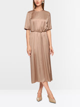 Caramel Satin Midi Dress