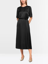 Black Satin Midi Dress