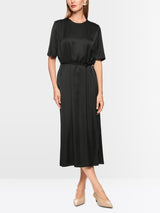 Black Satin Midi Dress