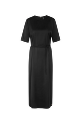Black Satin Midi Dress