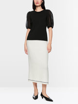 Black Puff Sleeve Knitted Top