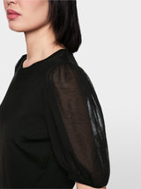 Black Puff Sleeve Knitted Top