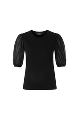 Black Puff Sleeve Knitted Top