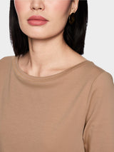 Caramel Cotton Boat Neck Top