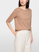 Caramel Cotton Boat Neck Top