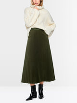 Boiled Wool Pleated Skirt