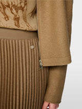 Camel Boiled Wool Pleated Skirt