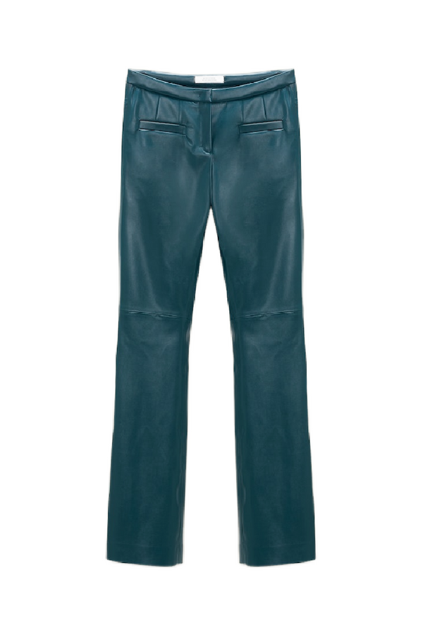 Teal Vegan Leather Trousers