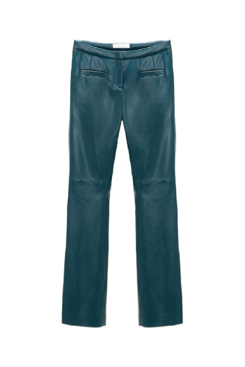 Teal Vegan Leather Trousers