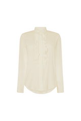 Champagne Silk Ruffle Shirt