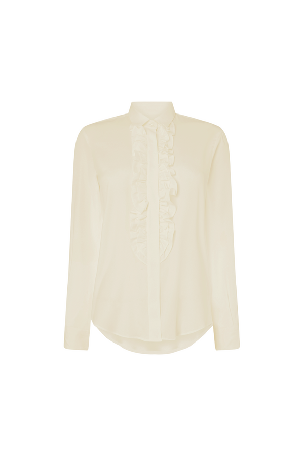 Champagne Silk Ruffle Shirt