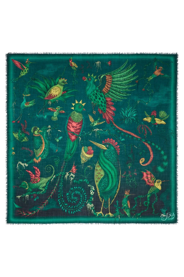 Quetzal Teal Wool Scarf