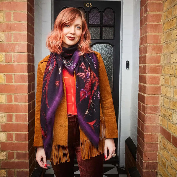 Quetzal Violet Wool Scarf