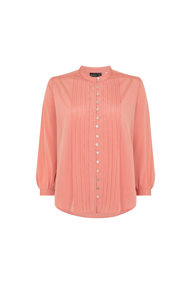 Rouge Pin Tuck Silk Shirt