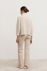 Alabaster Cashmere Ribbed Zip Cardigan
