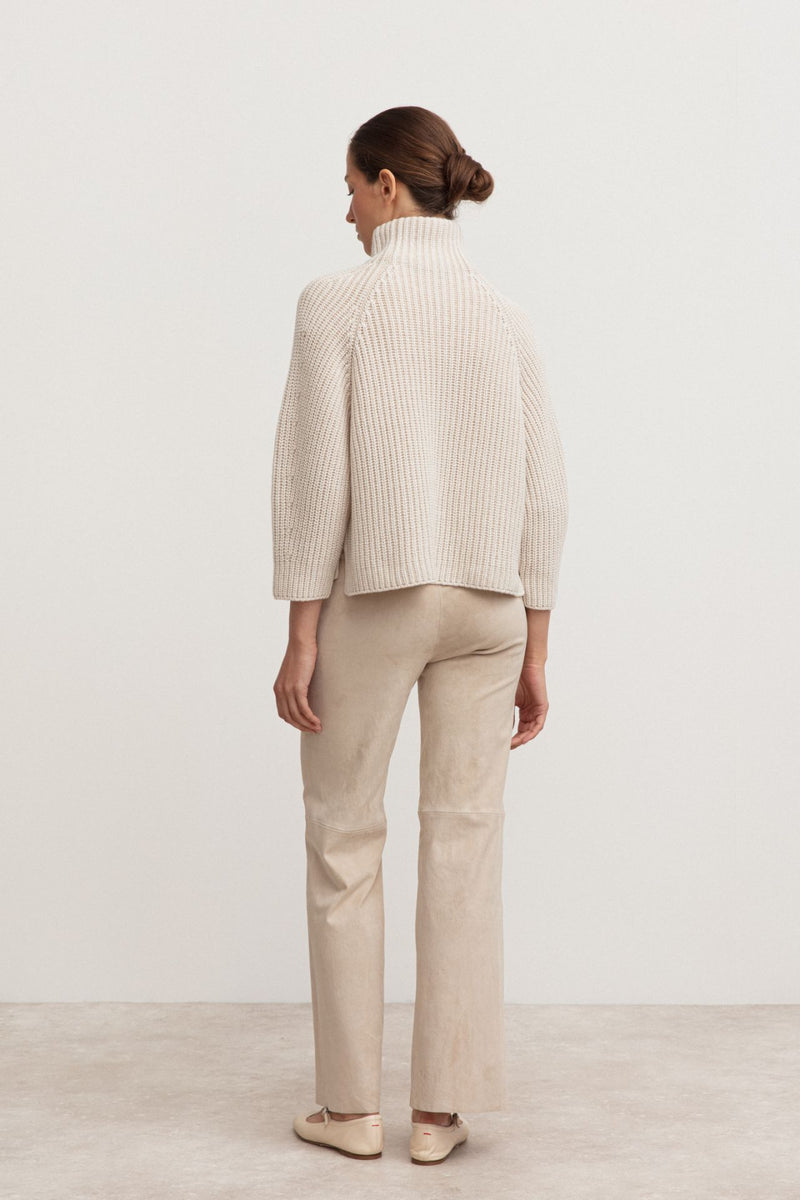 Alabaster Cashmere Ribbed Zip Cardigan