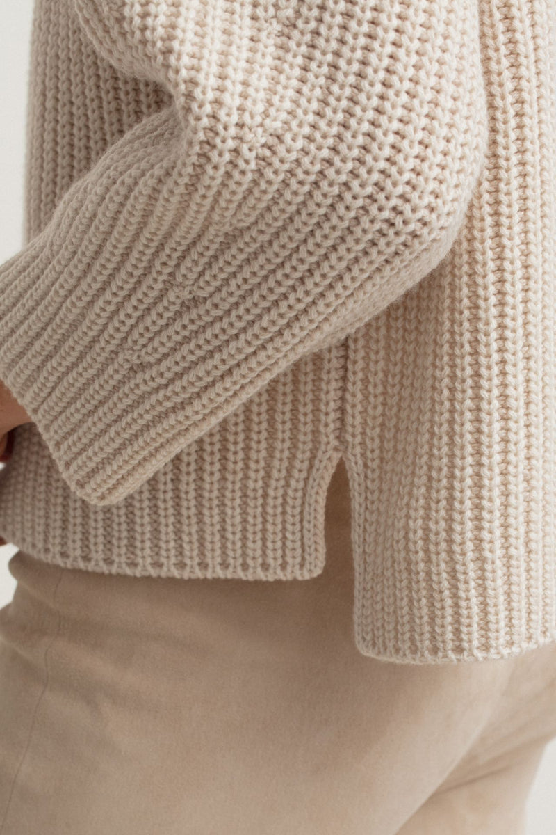 Alabaster Cashmere Ribbed Zip Cardigan
