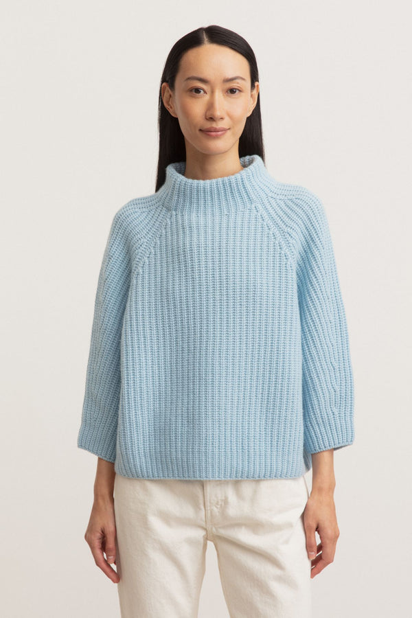 Aquamarine Cashmere Ribbed Sweater