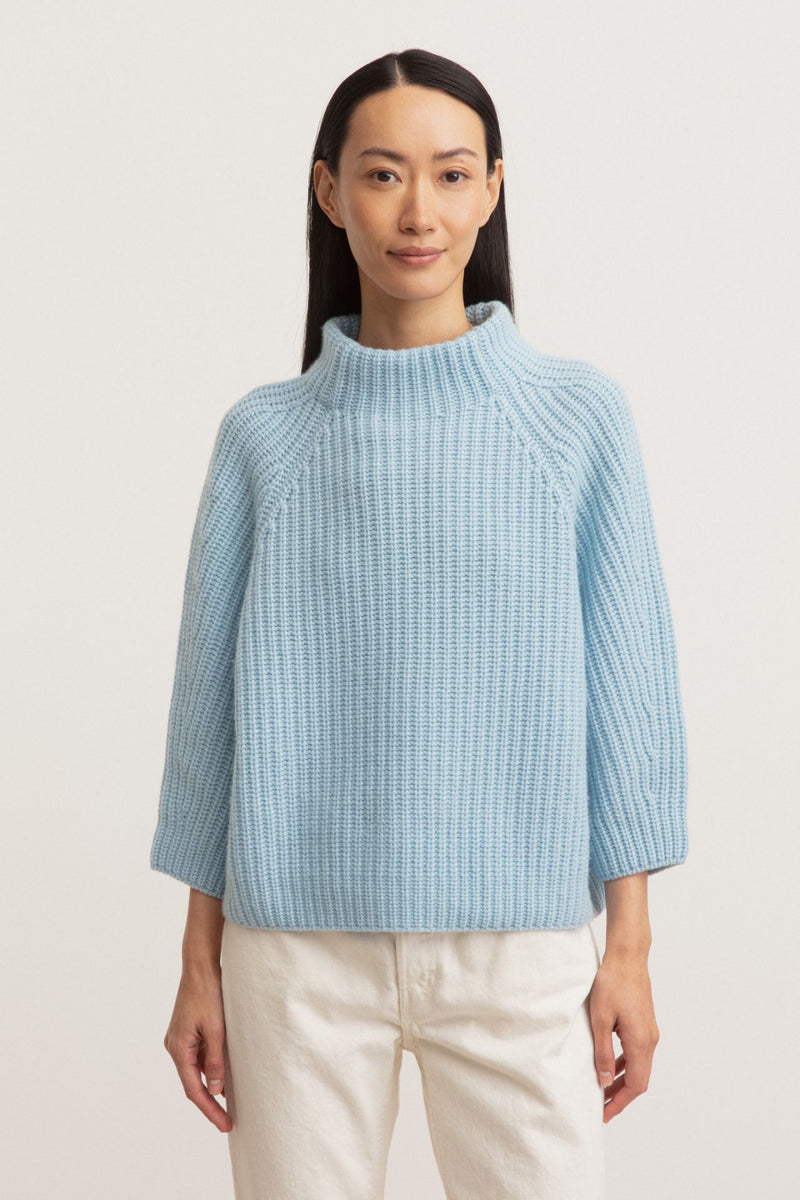 Aquamarine Cashmere Ribbed Sweater