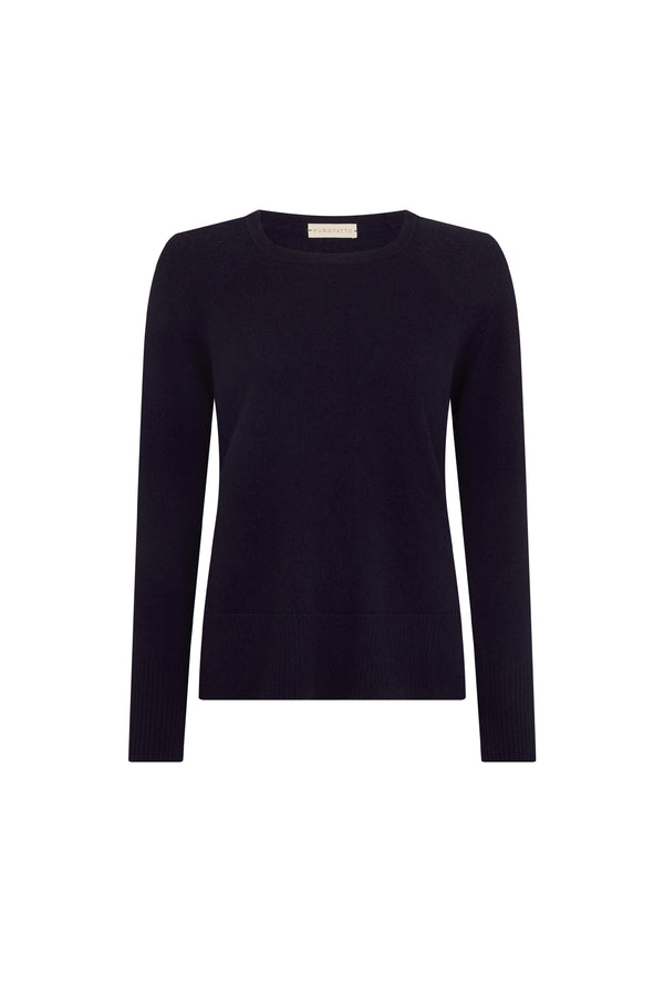 Navy Boat Neck Cashmere Sweater