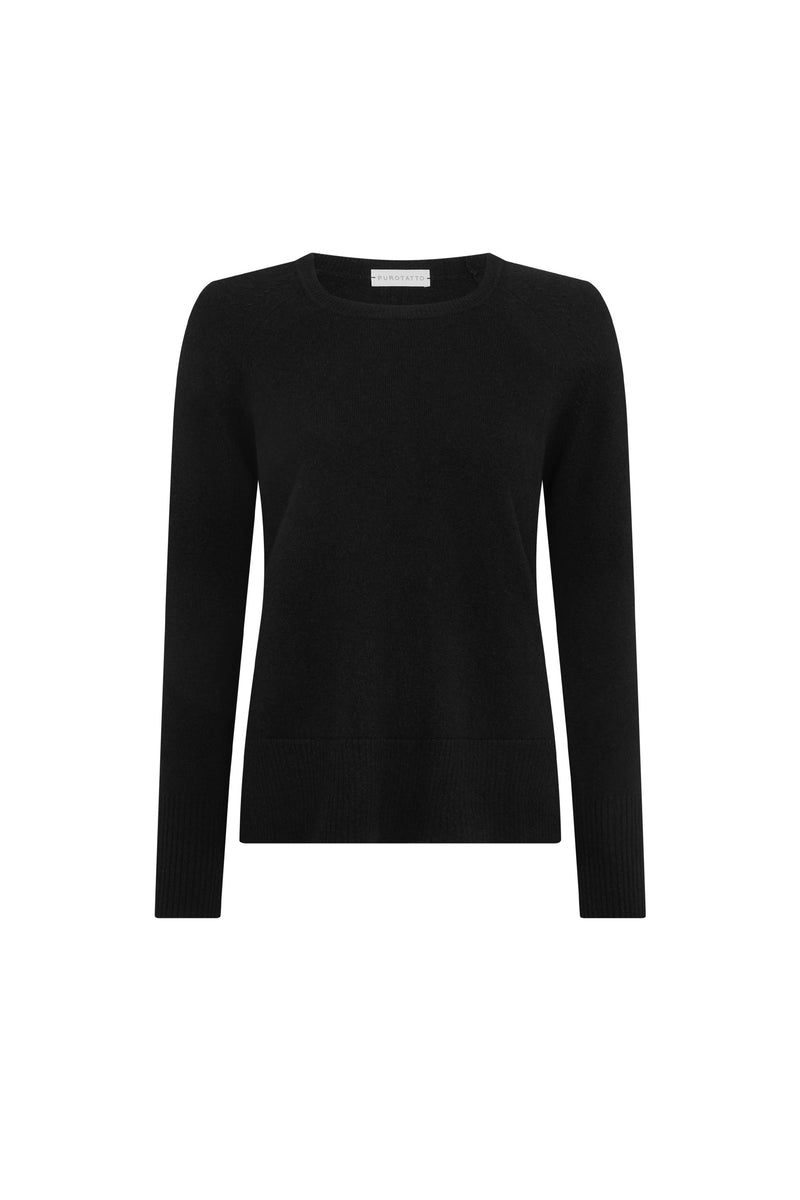 Black Boat Neck Cashmere Sweater