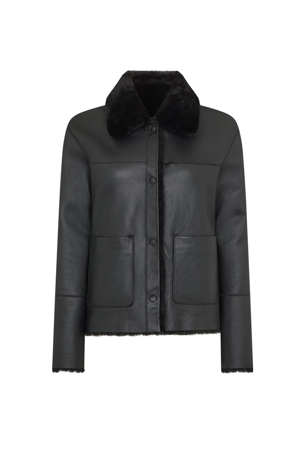 Black Shearling Reversible Jacket