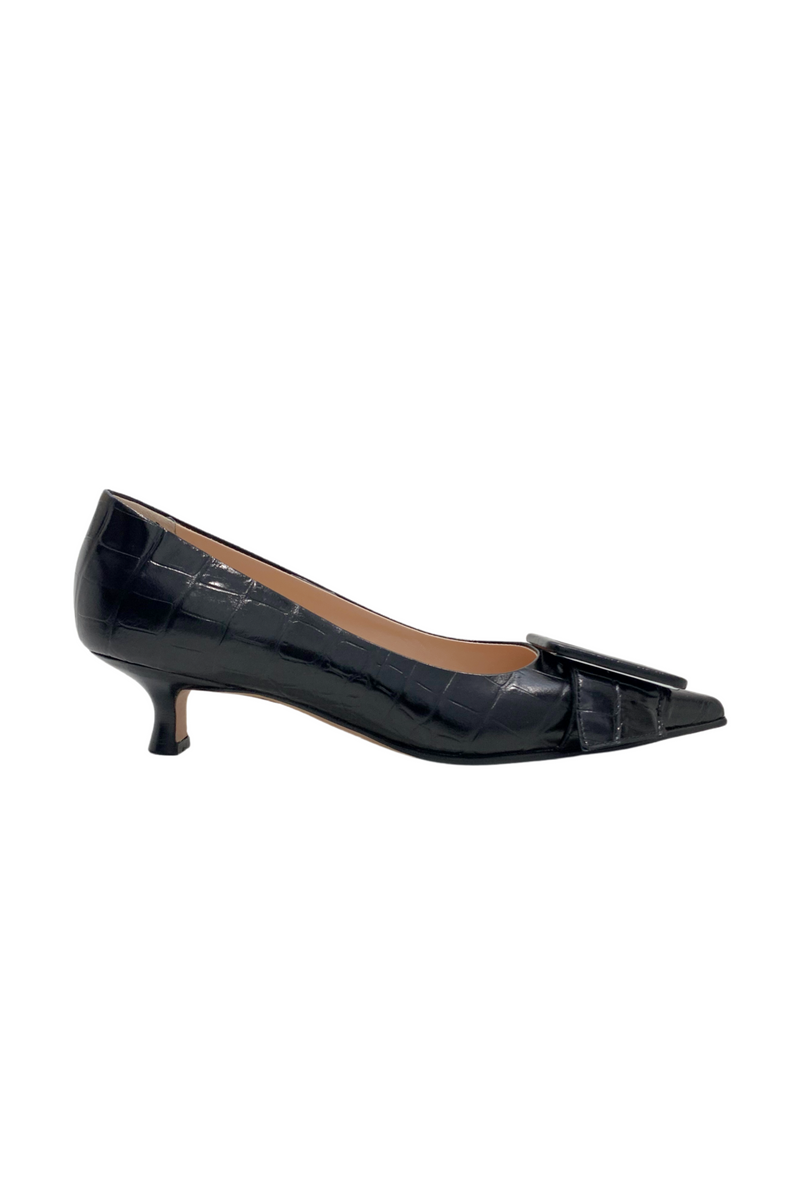 Black Congo Kitten Heel Shoe