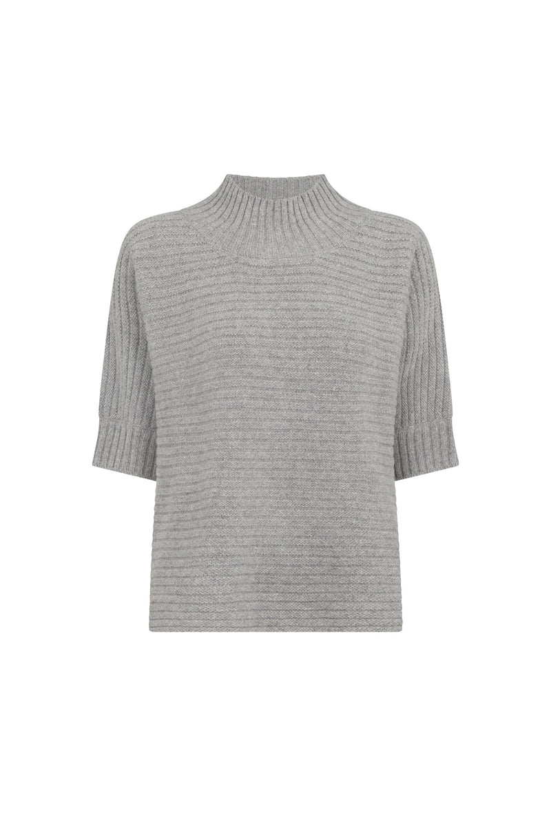 Grey Melange Wool Rib Sweater