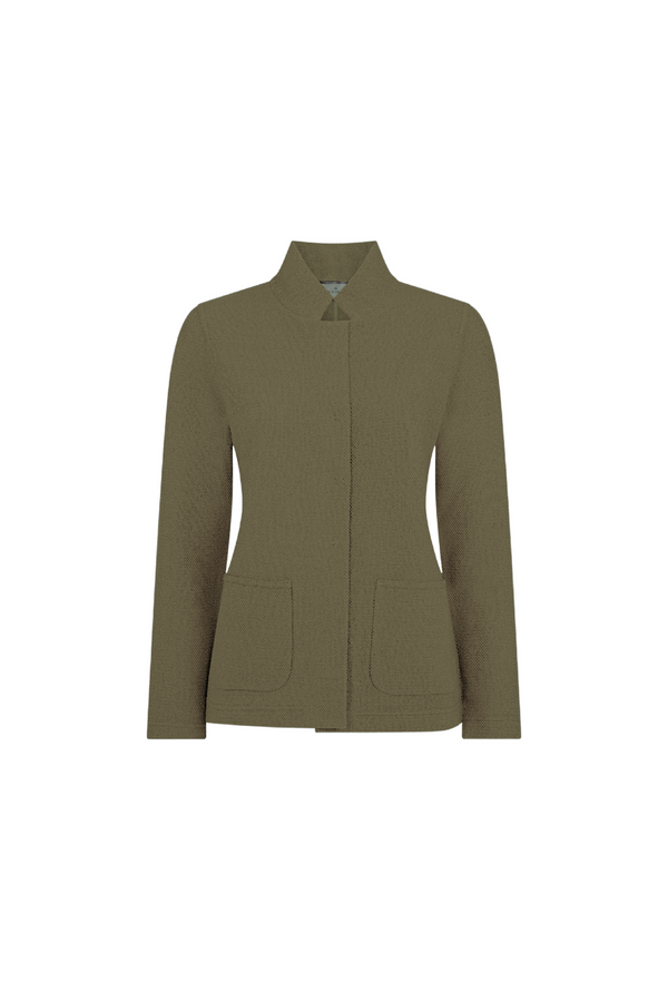 Olive Wool Pique Blazer