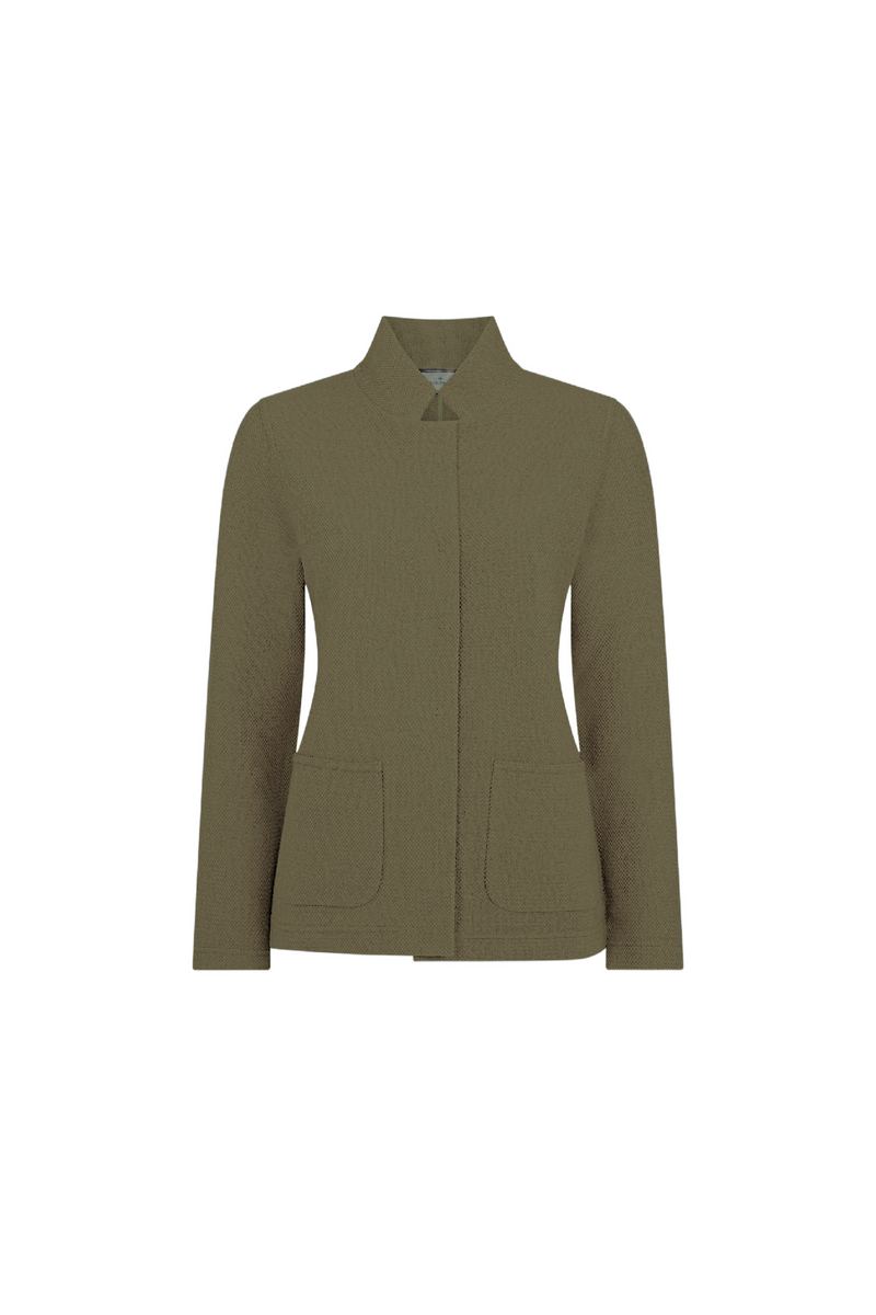 Olive Wool Pique Blazer