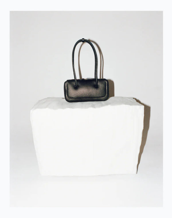 Black Leather Lagune Bowling Bag