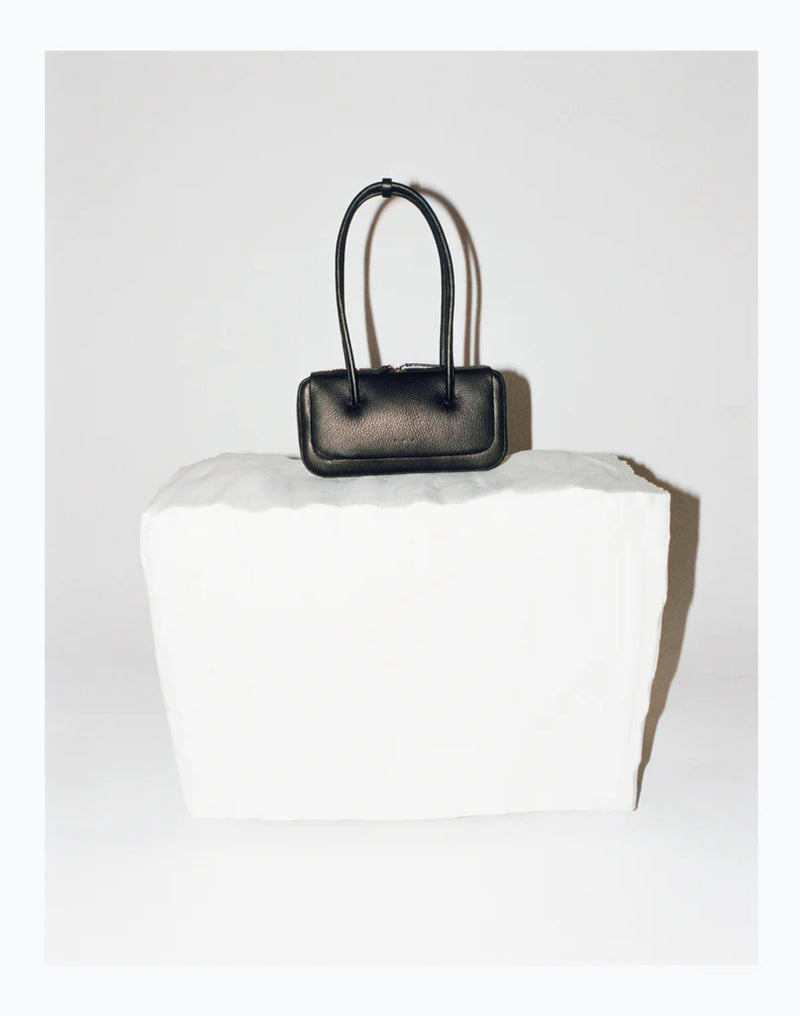 Black Leather Lagune Bowling Bag