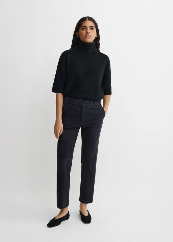 Dark Navy Suede Trousers