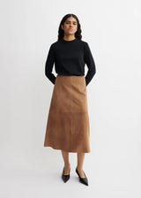 Caramel Suede Long Skirt
