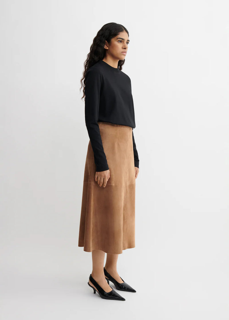 Caramel Suede Long Skirt