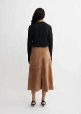 Caramel Suede Long Skirt