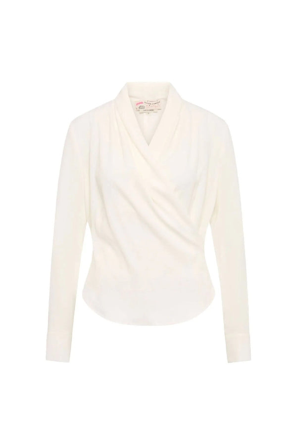 Cream Drape Front Blouse