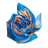 Blue Ocean Blossom Silk Scarf