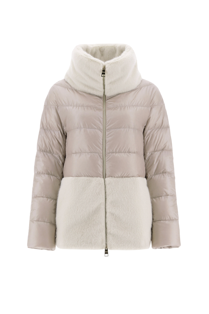 Cream Ultralight Eco Fur Trim Jacket